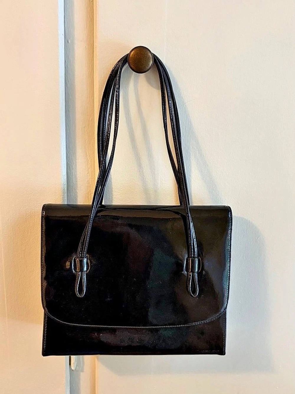 Vintage Black Patent Leather Shoulder Bag